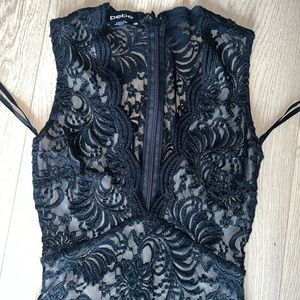 SEXY LOW CUT SEMI SEE THRU DRESS